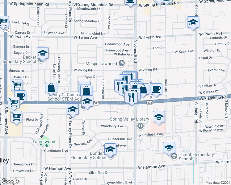map of restaurants, bars, coffee shops, grocery stores, and more near in Las Vegas
