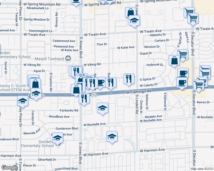 map of restaurants, bars, coffee shops, grocery stores, and more near 4042 Mitra Court in Las Vegas