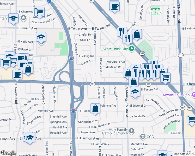 map of restaurants, bars, coffee shops, grocery stores, and more near 4068 Gold Coast Drive in Las Vegas