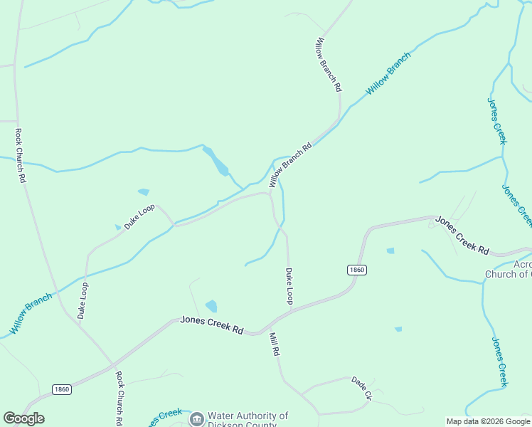 map of restaurants, bars, coffee shops, grocery stores, and more near 1720 Duke Loop in Dickson