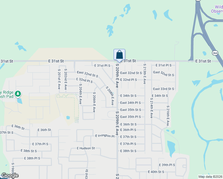 map of restaurants, bars, coffee shops, grocery stores, and more near 3341 South 208th East Avenue in Broken Arrow