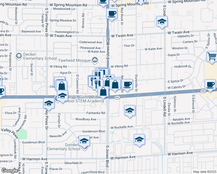 map of restaurants, bars, coffee shops, grocery stores, and more near in Las Vegas
