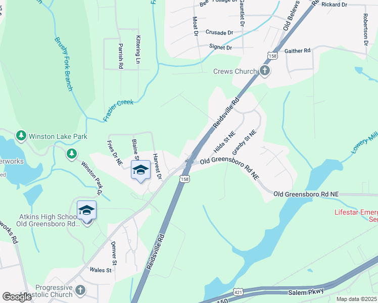 map of restaurants, bars, coffee shops, grocery stores, and more near 4015 Reidsville Road in Winston-Salem