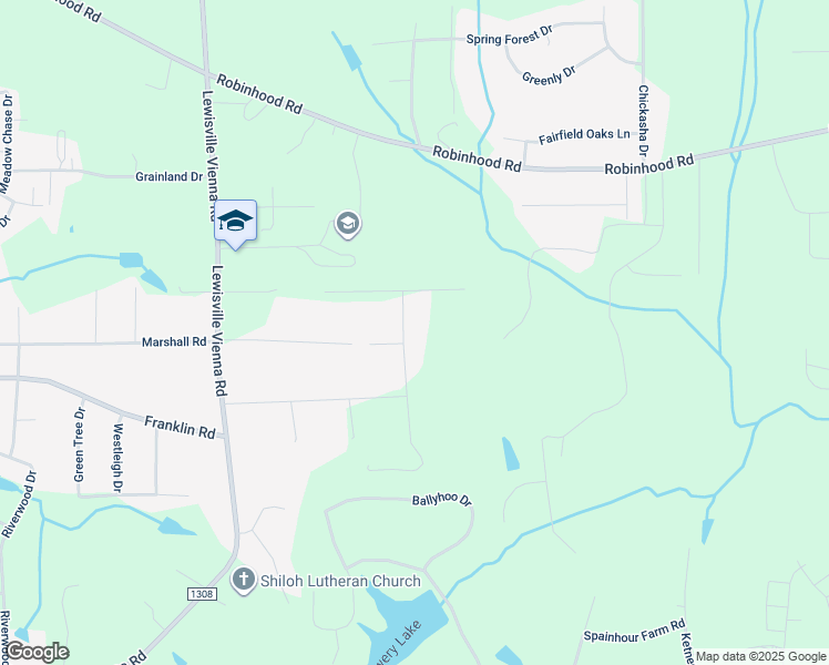 map of restaurants, bars, coffee shops, grocery stores, and more near 721 Eden Rock Road in Lewisville