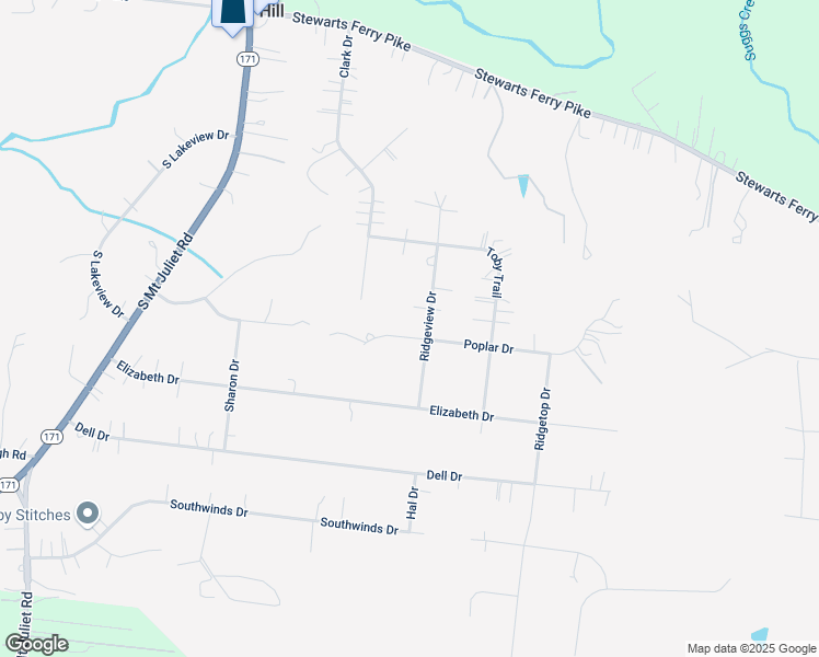 map of restaurants, bars, coffee shops, grocery stores, and more near 512 Ridgeview Drive in Mt. Juliet