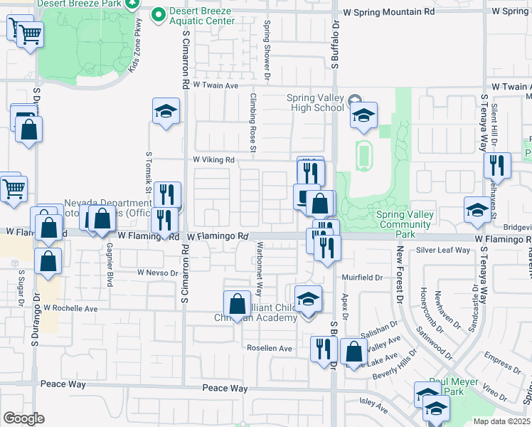 map of restaurants, bars, coffee shops, grocery stores, and more near in Las Vegas