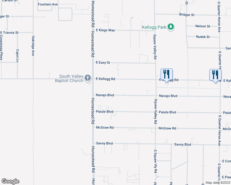 map of restaurants, bars, coffee shops, grocery stores, and more near 3160 Navajo Boulevard in Pahrump