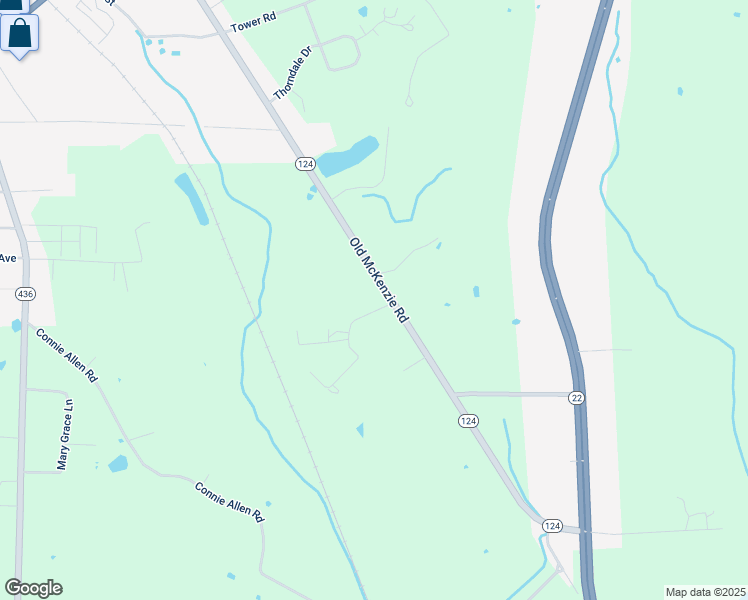 map of restaurants, bars, coffee shops, grocery stores, and more near 755 Old McKenzie Road in McKenzie