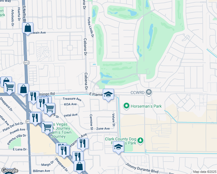map of restaurants, bars, coffee shops, grocery stores, and more near 5536 Criollo Drive in Las Vegas
