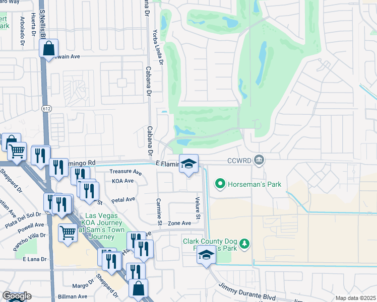 map of restaurants, bars, coffee shops, grocery stores, and more near 5536 Criollo Drive in Las Vegas
