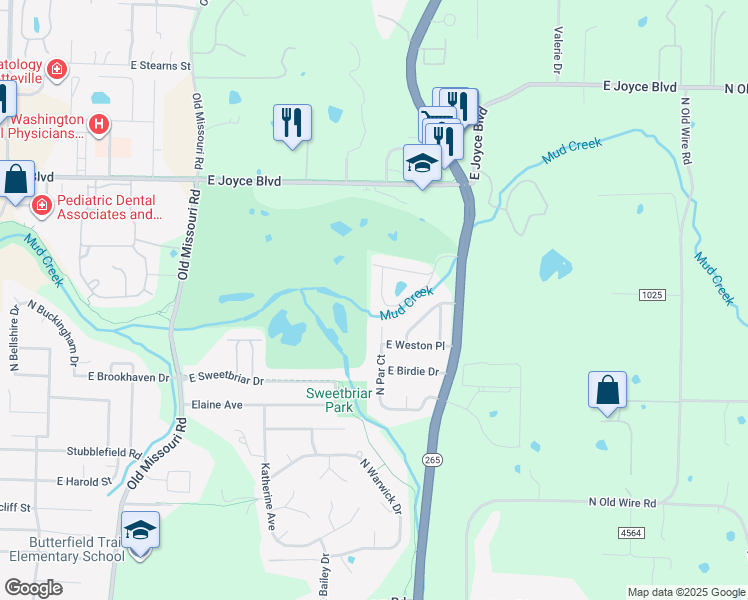 map of restaurants, bars, coffee shops, grocery stores, and more near 2714 East Coy Kaylor Drive in Fayetteville