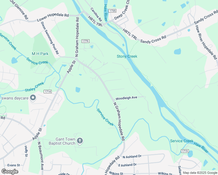map of restaurants, bars, coffee shops, grocery stores, and more near 1255 North Graham Hopedale Road in Burlington