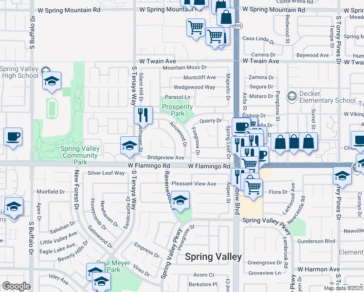 map of restaurants, bars, coffee shops, grocery stores, and more near 4084 Deerfield Avenue in Las Vegas