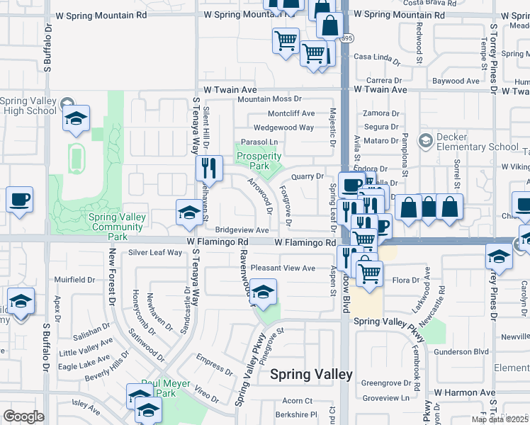 map of restaurants, bars, coffee shops, grocery stores, and more near 4084 Deerfield Avenue in Las Vegas