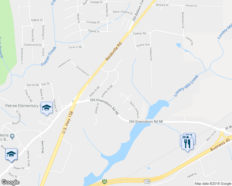map of restaurants, bars, coffee shops, grocery stores, and more near 4265 Salem Landing Drive in Winston-Salem