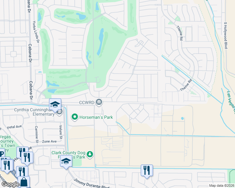 map of restaurants, bars, coffee shops, grocery stores, and more near 4088 Russian Rider Drive in Las Vegas
