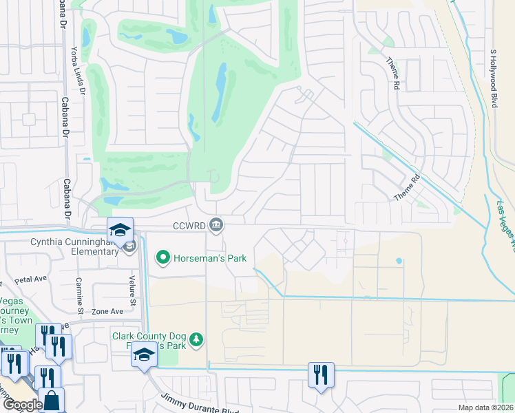 map of restaurants, bars, coffee shops, grocery stores, and more near 4088 Russian Rider Drive in Las Vegas