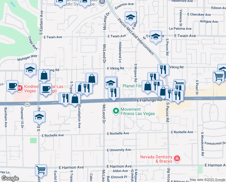 map of restaurants, bars, coffee shops, grocery stores, and more near in Paradise