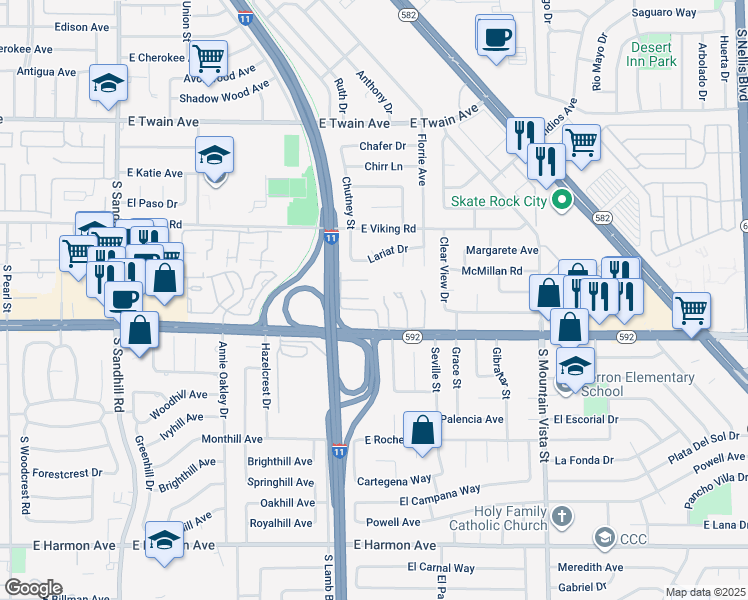 map of restaurants, bars, coffee shops, grocery stores, and more near 4281 White Sands Avenue in Las Vegas