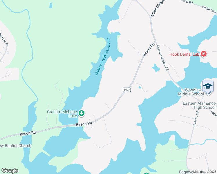 map of restaurants, bars, coffee shops, grocery stores, and more near 3424 Bason Road in Mebane