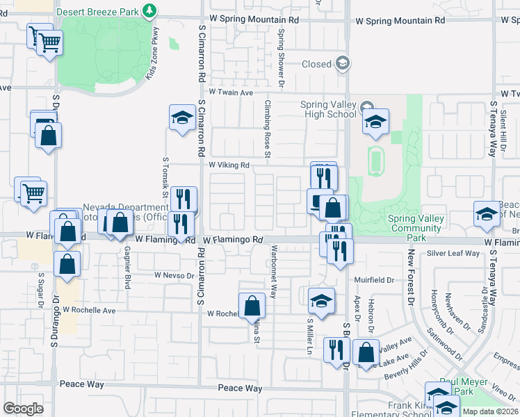 map of restaurants, bars, coffee shops, grocery stores, and more near in Las Vegas