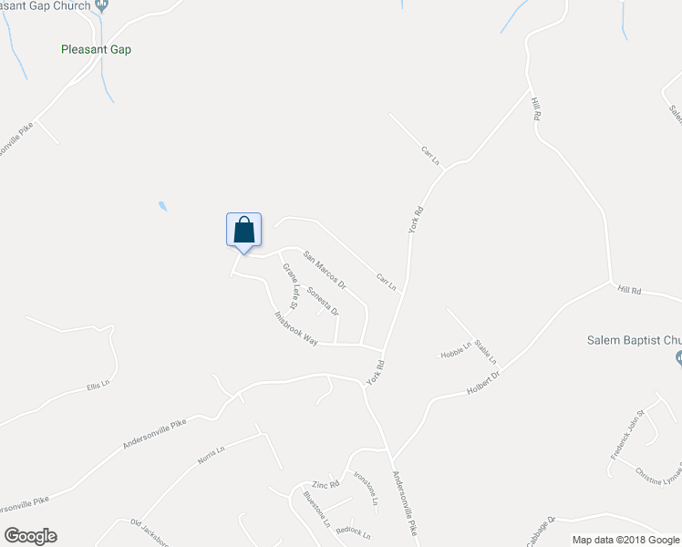map of restaurants, bars, coffee shops, grocery stores, and more near 8438 San Marcos Drive in Knoxville