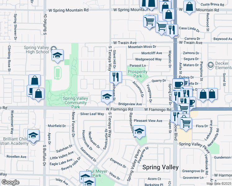 map of restaurants, bars, coffee shops, grocery stores, and more near 3974 Belhaven Street in Las Vegas
