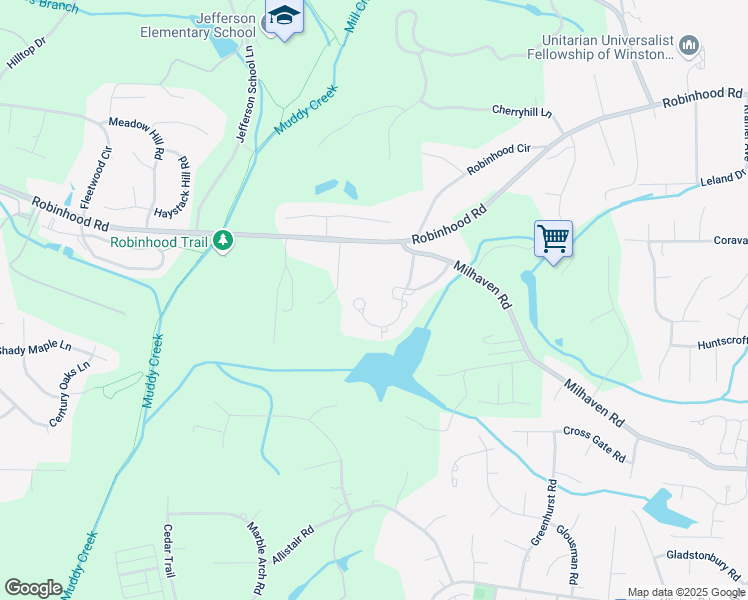 map of restaurants, bars, coffee shops, grocery stores, and more near 1330 Pheasant Lane in Winston-Salem