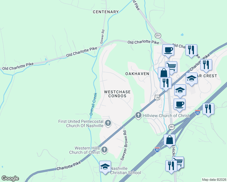 map of restaurants, bars, coffee shops, grocery stores, and more near 912 Weatherside Court in Nashville