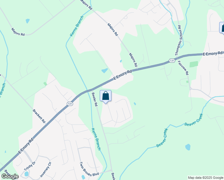 map of restaurants, bars, coffee shops, grocery stores, and more near 6916 East Emory Road in Knoxville