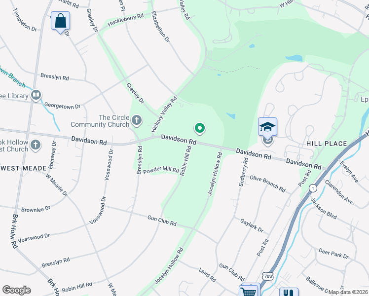 map of restaurants, bars, coffee shops, grocery stores, and more near 401 Davidson Road in Nashville