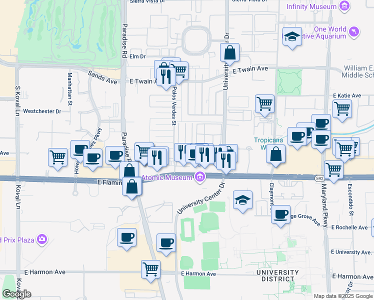 map of restaurants, bars, coffee shops, grocery stores, and more near 4004 Visby Lane in Las Vegas
