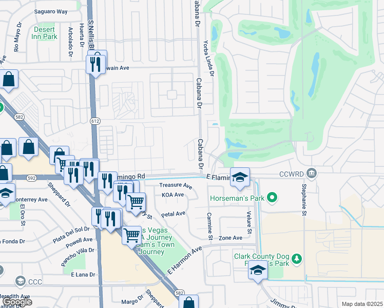 map of restaurants, bars, coffee shops, grocery stores, and more near 4019 Spanish Barb Street in Las Vegas