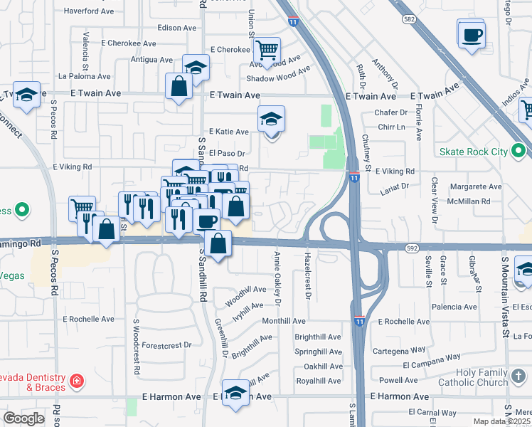 map of restaurants, bars, coffee shops, grocery stores, and more near in Las Vegas