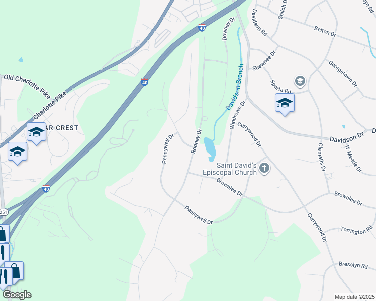 map of restaurants, bars, coffee shops, grocery stores, and more near 887 Rodney Drive in Nashville