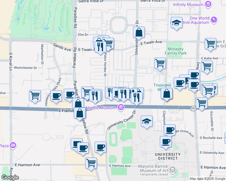map of restaurants, bars, coffee shops, grocery stores, and more near 3978 Torsby Place in Las Vegas