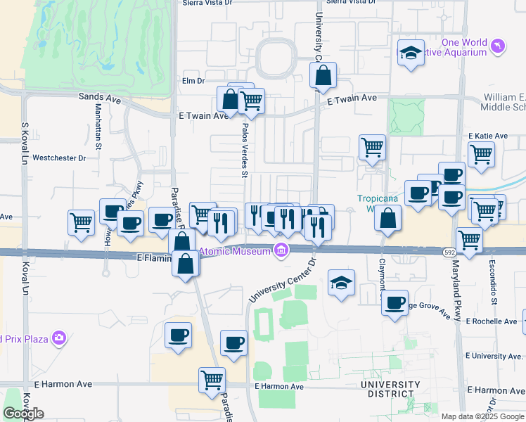 map of restaurants, bars, coffee shops, grocery stores, and more near 4000 Visby Lane in Las Vegas