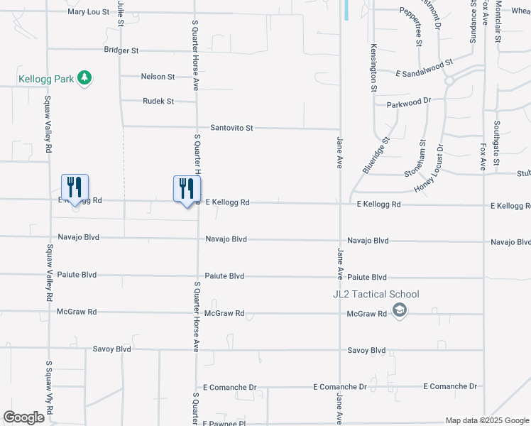 map of restaurants, bars, coffee shops, grocery stores, and more near 4231 East Kellogg Road in Pahrump