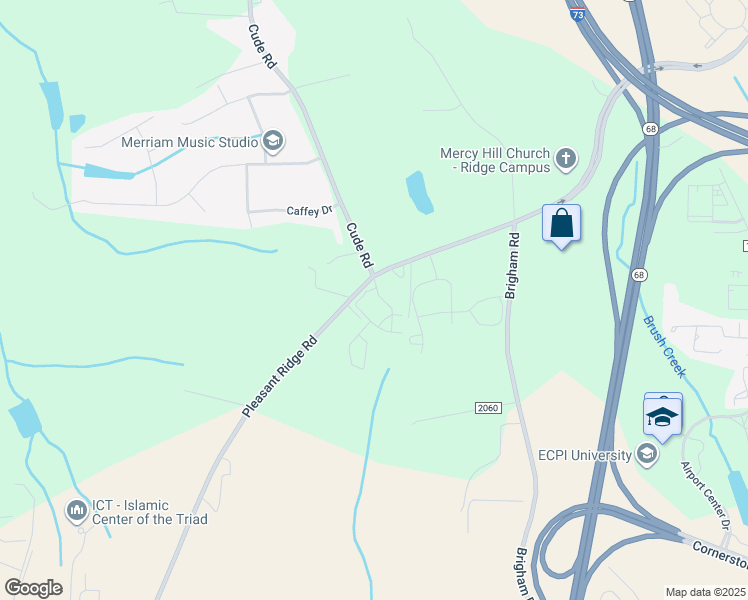 map of restaurants, bars, coffee shops, grocery stores, and more near 1198 Pleasant Ridge Road in Greensboro