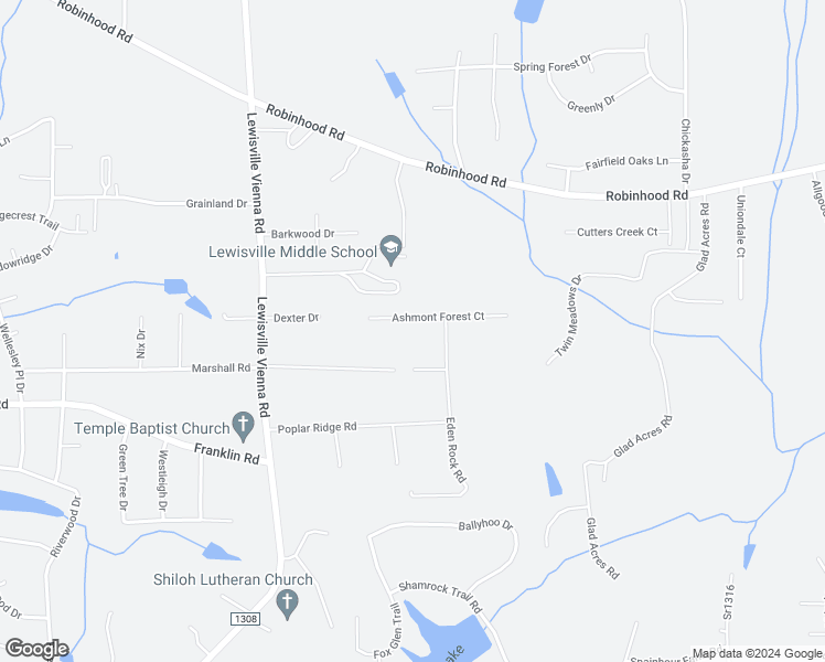 map of restaurants, bars, coffee shops, grocery stores, and more near 6812 Ashmont Forest Court in Lewisville