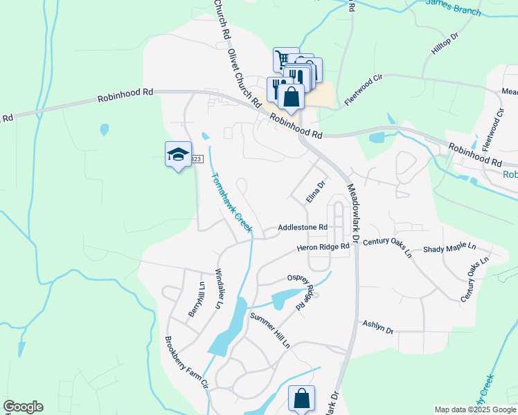 map of restaurants, bars, coffee shops, grocery stores, and more near 1595 Sweetgrass Trail in Winston-Salem