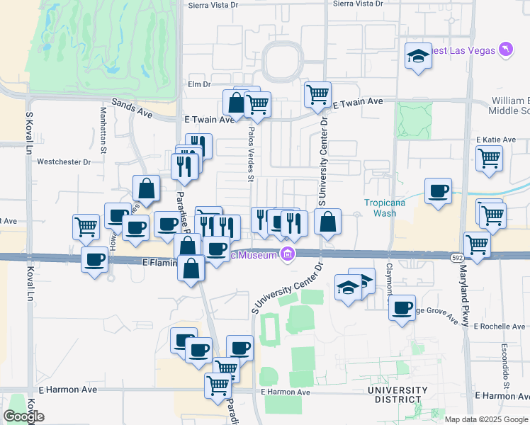 map of restaurants, bars, coffee shops, grocery stores, and more near 3995 Visby Lane in Las Vegas
