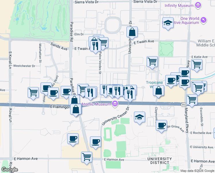 map of restaurants, bars, coffee shops, grocery stores, and more near 3978 Torsby Place in Las Vegas