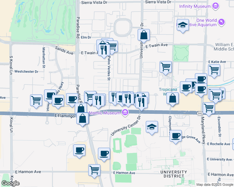 map of restaurants, bars, coffee shops, grocery stores, and more near 3994 Visby Lane in Las Vegas