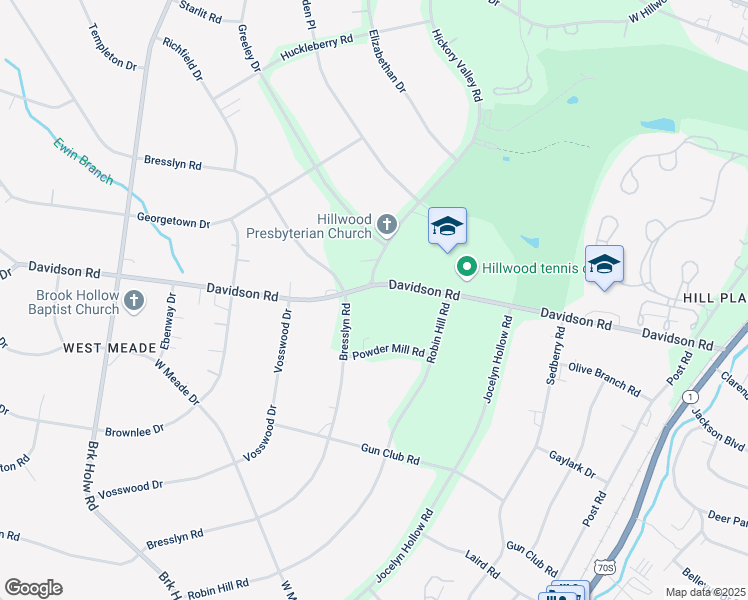 map of restaurants, bars, coffee shops, grocery stores, and more near 423 Davidson Road in Nashville