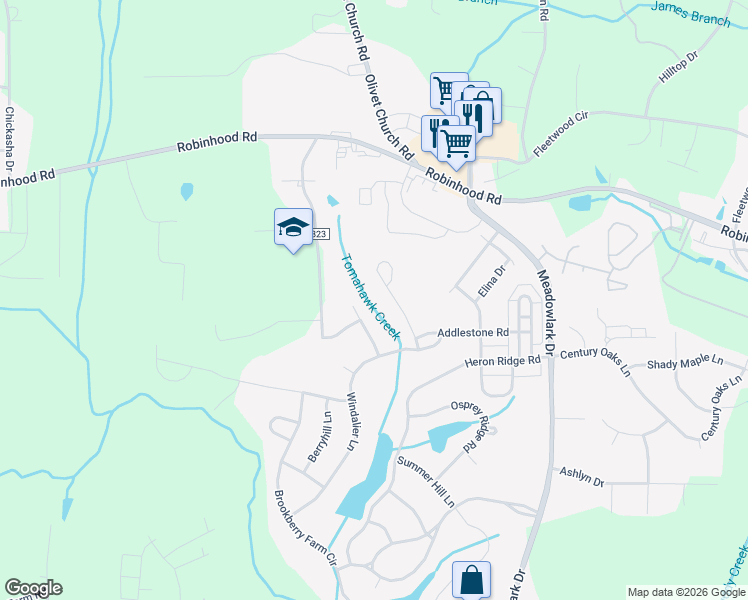 map of restaurants, bars, coffee shops, grocery stores, and more near 1628 Sweetgrass Trail in Winston-Salem