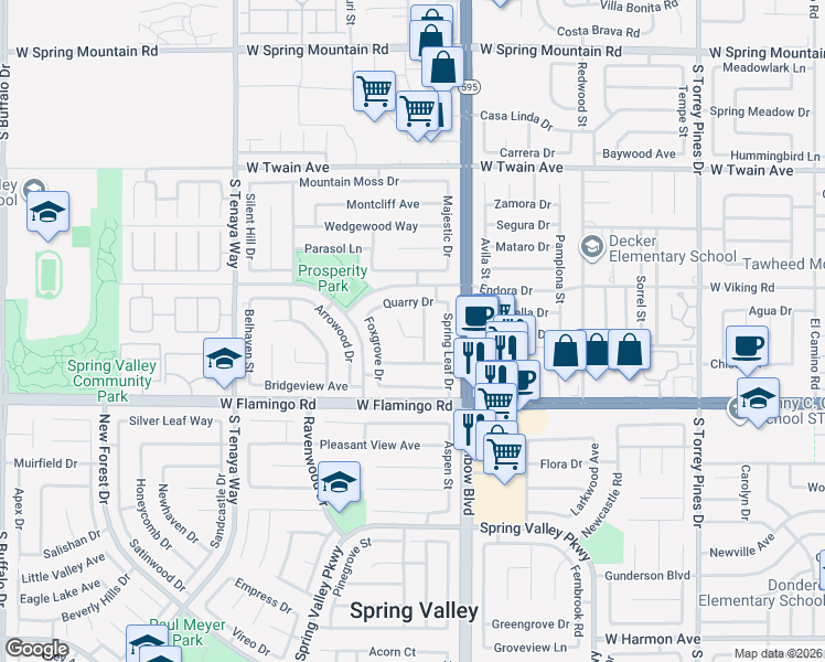 map of restaurants, bars, coffee shops, grocery stores, and more near 6996 Cheerful Circle in Las Vegas