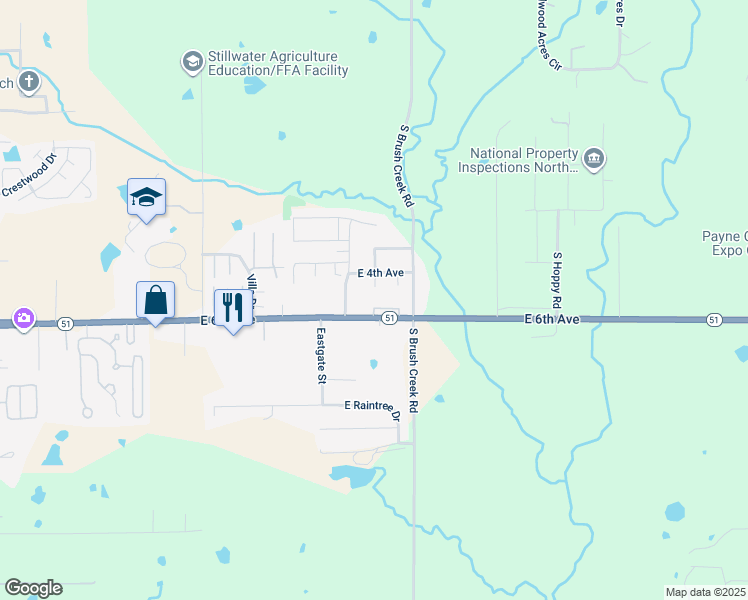 map of restaurants, bars, coffee shops, grocery stores, and more near 419 Colby Lance Street in Stillwater