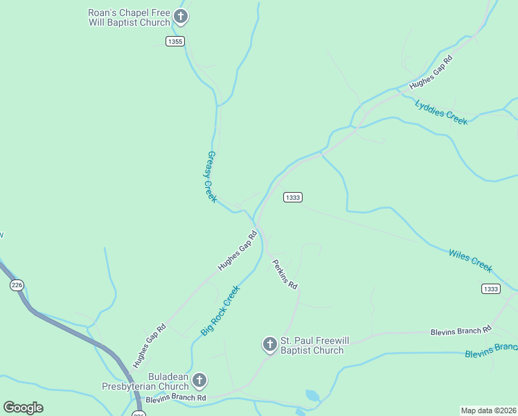map of restaurants, bars, coffee shops, grocery stores, and more near 747 Hughes Gap Road in Bakersville