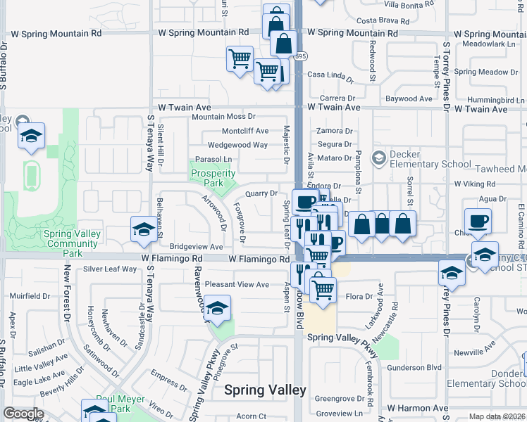 map of restaurants, bars, coffee shops, grocery stores, and more near 6996 Cheerful Circle in Las Vegas